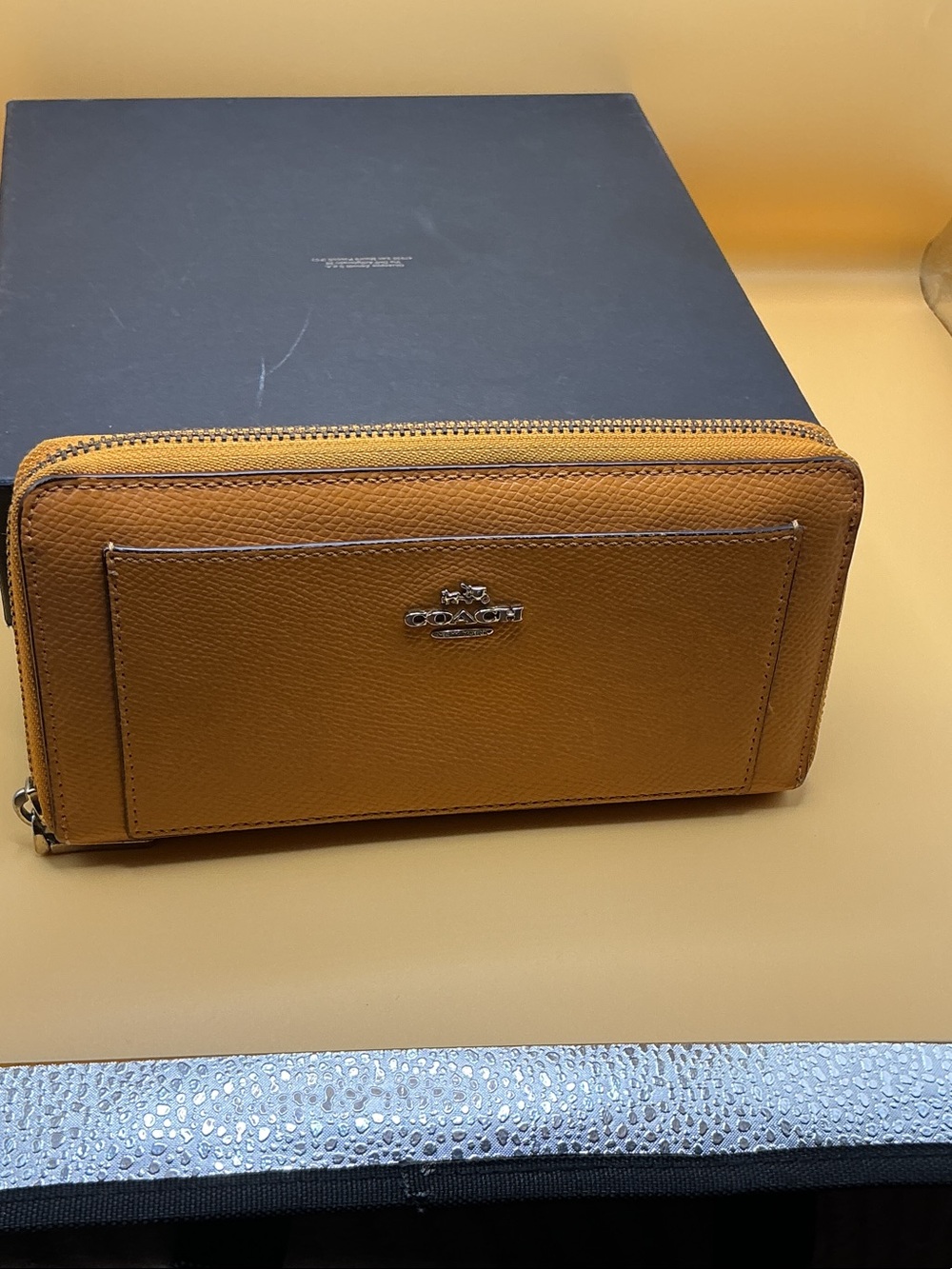 Coach Men's Zip Wallet - Mustard Brown Leather
